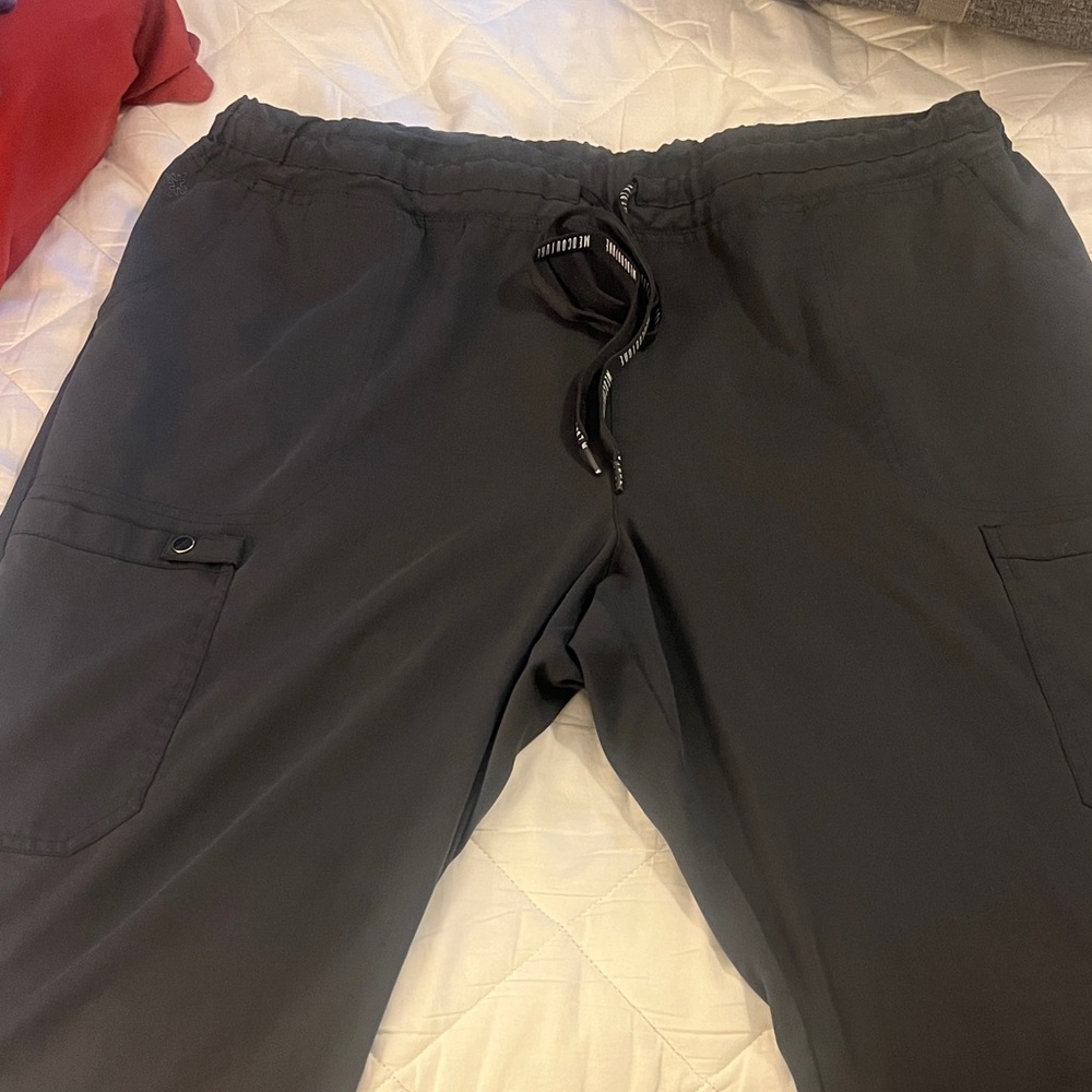Med Couture Women's Charcoal Gray Flare Scrub Pants w/ Drawstring Waist